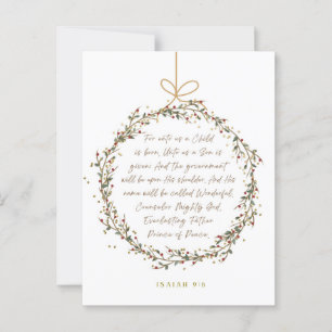 Isaiah 9:6 For Unto Us A Child Christmas Christian Postcard