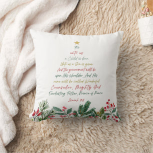 Isaiah 9:6 For Unto Us A Child is Born Christmas Cushion