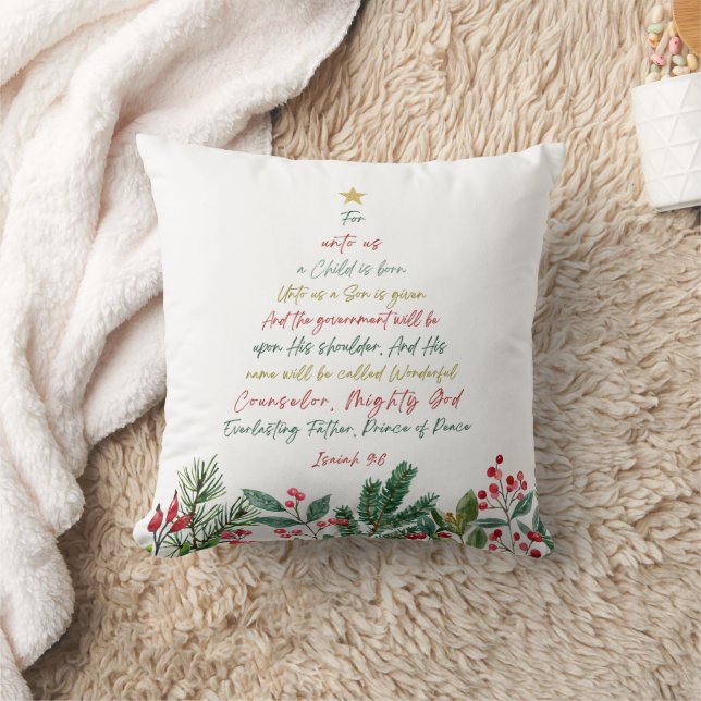 Isaiah 9:6 For Unto Us A Child is Born Christmas Cushion (Blanket)
