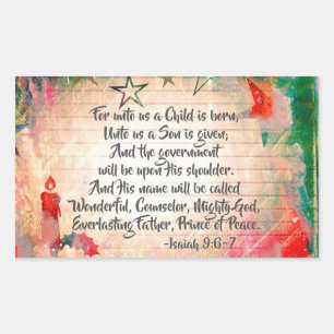 Isaiah 9:6 "For unto us a Child is Born" Christmas Rectangular Sticker