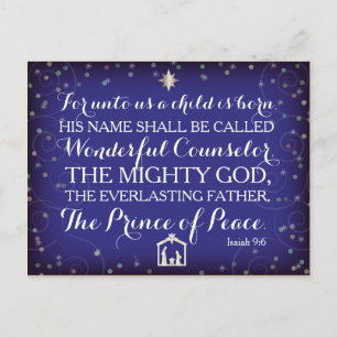 Isaiah 9:6 For Unto Us A Child Is Born Holiday Postcard