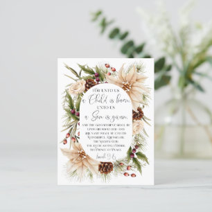 Isaiah 9:6 For unto us Christmas Oval Floral Frame Postcard
