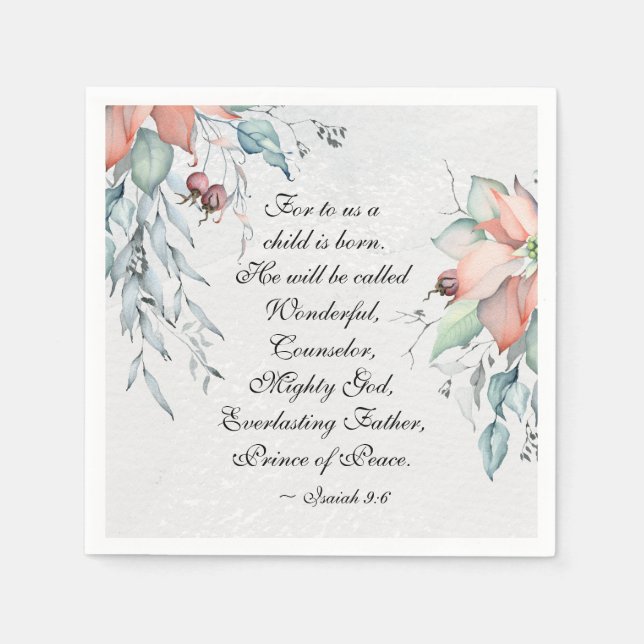 Isaiah 9:6 He will be called Wonderful...Christmas Napkin (Front)