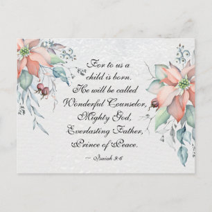 Isaiah 9:6 He will be called Wonderful...Christmas Postcard
