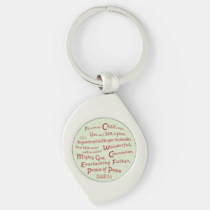 Isaiah 9:6 in Christmas Colours Key Ring