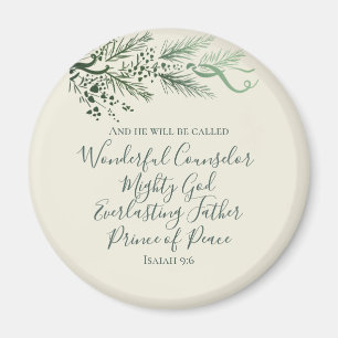 Isaiah 9:6 Prince of Peace Elegant Pine Christmas Magnet