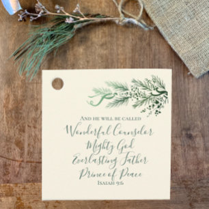 Isaiah 9:6 Prince of Peace Pine Custom Christmas Favour Tags