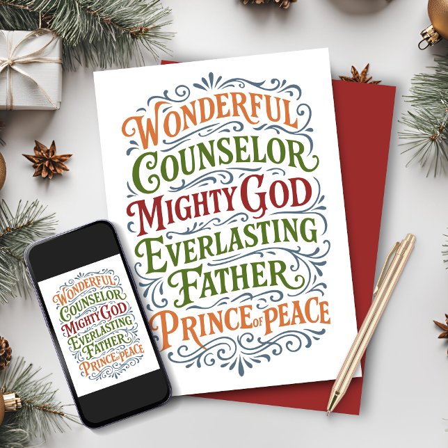 Isaiah 9 Colourful Christmas Bible Verse Holiday Card (Isaiah 9 Colorful Christmas Bible Verse Holiday Cards with Digital Download)