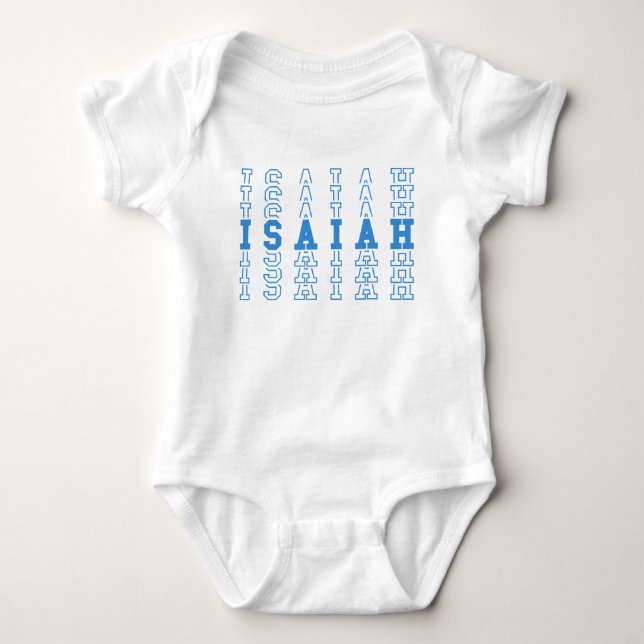 Isaiah Blue Personalised Repeat Name Baby Bodysuit (Front)