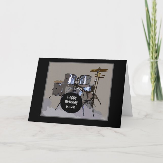Isaiah Happy Birthday Drums Card (Front)
