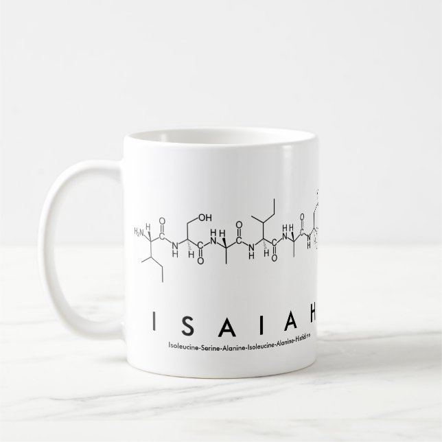 Isaiah peptide name mug (Left)