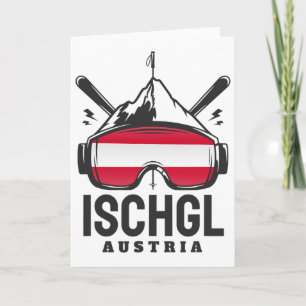 Ischgl Austria Ski Resort Retro Skiing Card