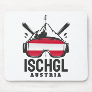 Ischgl Austria Ski Resort Retro Skiing Mouse Mat