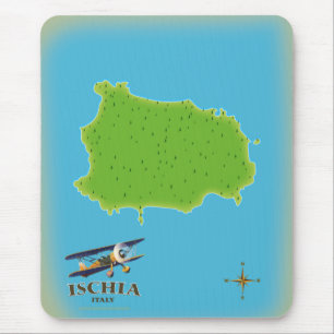 Ischia Italy travel poster Mouse Mat