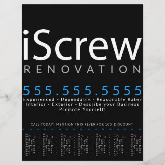 iScrew. Carpenter Contractor Builder Tearsheet Flyer