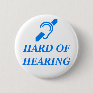ISD Hard of Hearing, Blue on White 6 Cm Round Badge