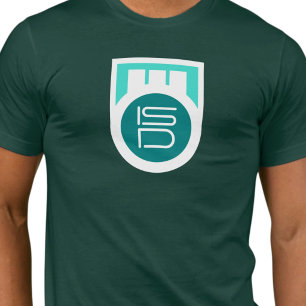 ISD Men's Turquoise Teal Logo Streetwear Retro T-Shirt