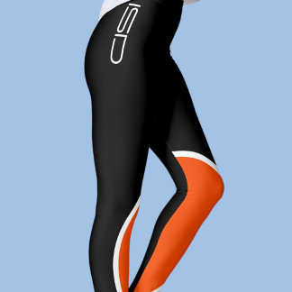 ISD Orange Black Sportswear Fitness Retro Leggings