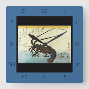 Iseebi & Ebi - Crawfish (Spiny Lobster) and Shrimp Square Wall Clock