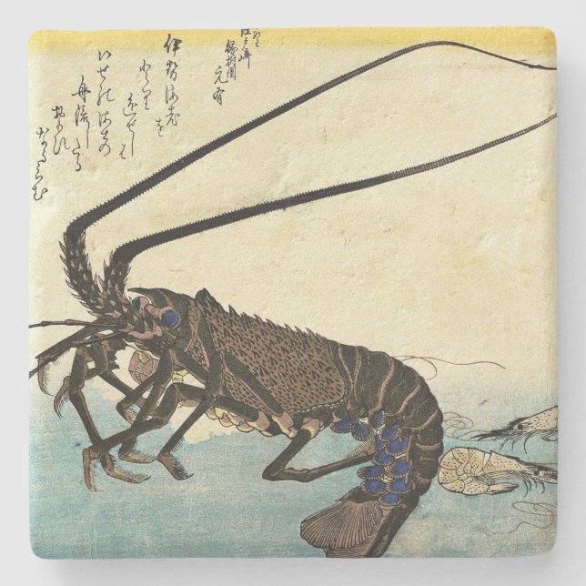 Iseebi & Ebi - Crawfish (Spiny Lobster) and Shrimp Stone Coaster (Front)