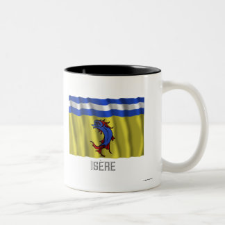 Isère waving flag with name Two-Tone coffee mug