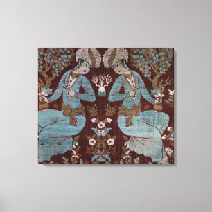 Isfahan style panel, Persian, 17th century (silk) Canvas Print