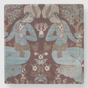 Isfahan style panel, Persian, 17th century (silk) Stone Coaster