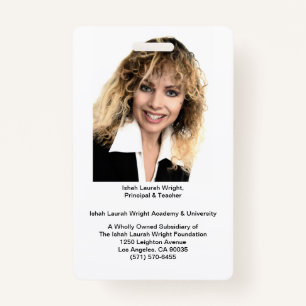 Ishah Laurah Wright Academy And University Badge ID Badge
