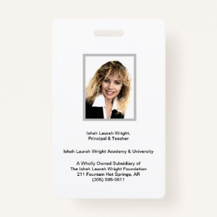 Ishah Laurah Wright Academy And University ID Badge