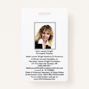 Ishah Laurah Wright Academy And University ID Badge