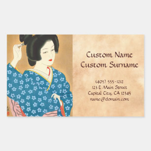 Ishida Waka Spring Sentiment japanese lady woman Rectangular Sticker