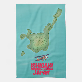 Ishigaki Okinawa, Japan map Tea Towel