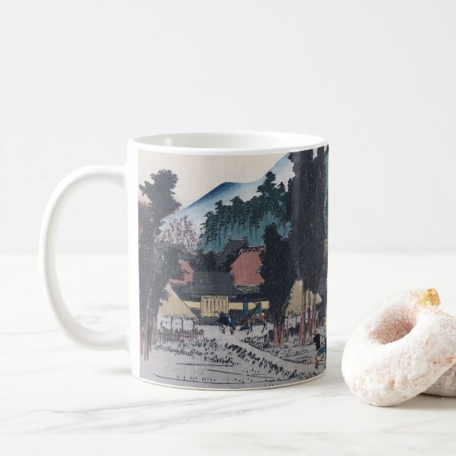 Ishiyakushi by Hiroshige Japanese Ukiyo-e Coffee Mug (With Donut)