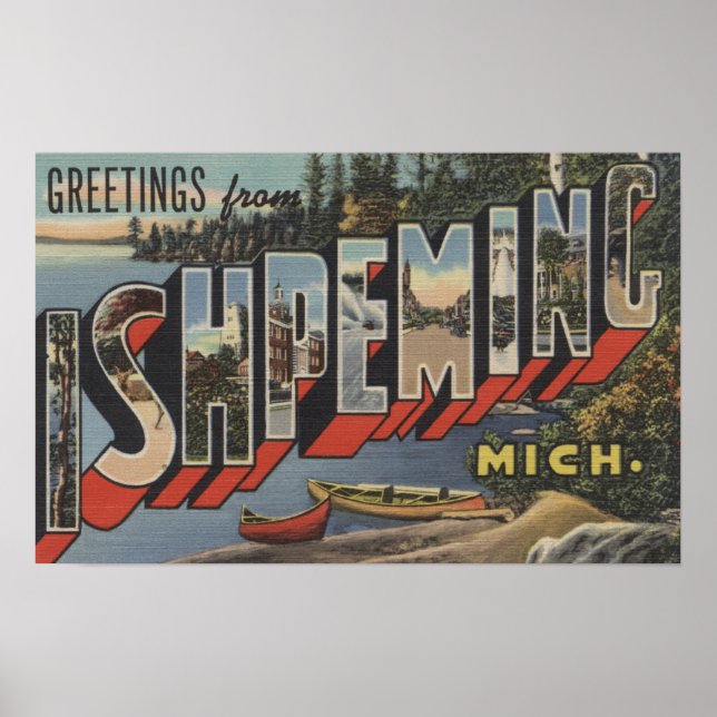 Ishpeming, Michigan - Large Letter Scenes Poster (Front)