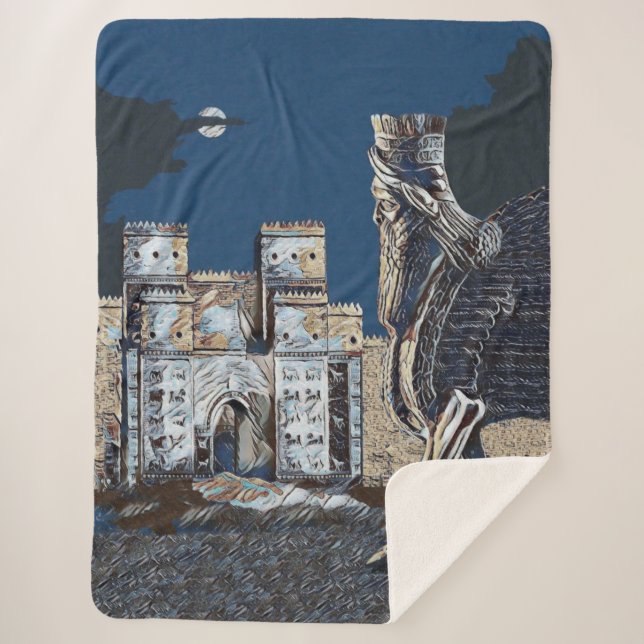 Ishtar Gate & Lamassu Sherpa Blanket (Front)