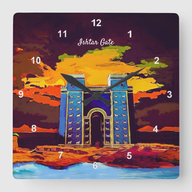Ishtar Gate Square Wall Clock (Front)
