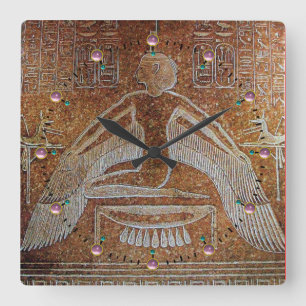 ISIS, Antique Brown Sepia Square Wall Clock