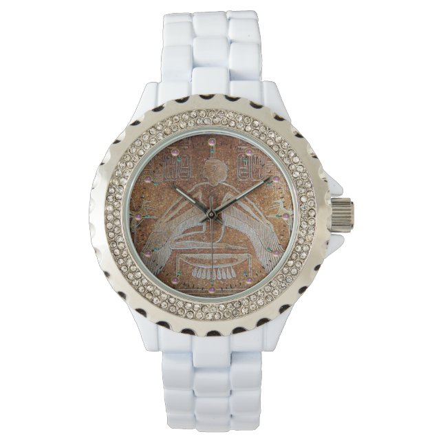ISIS, Egypian Goddess Antique Brown White Watch (Front)