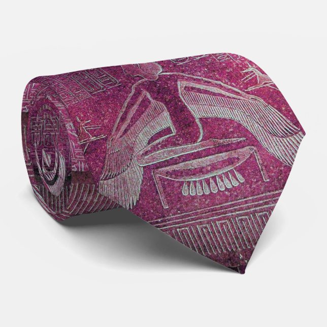 ISIS, Egypian Goddess Antique Pink Purple White  Tie (Rolled)