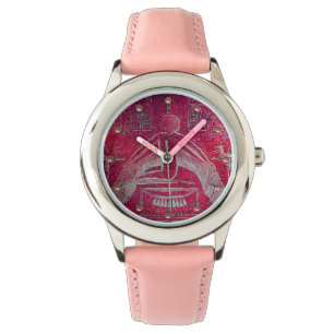 ISIS,Egyptian Goddess Antique Red Pink Hieroglyphs Watch