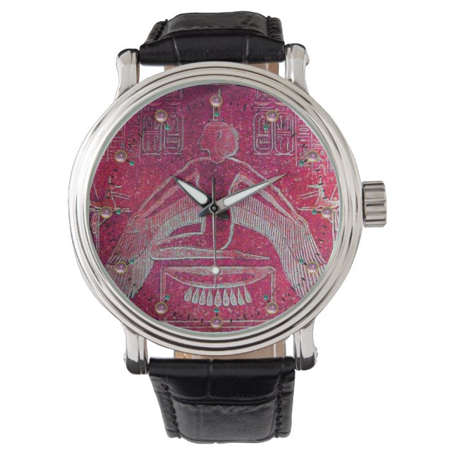 ISIS,Egyptian Goddess Antique Red Pink Watch (Front)