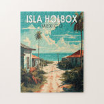 Isla Holbox Mexico Travel Art Vintage Jigsaw Puzzle<br><div class="desc">Isla Holbox Mexico vector art design. It's part of the Yum Balam Nature Reserve and separated from the mainland by the Yalahau Lagoon,  which is home to flamingos and pelicans.</div>
