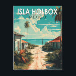 Isla Holbox Mexico Travel Art Vintage Postcard<br><div class="desc">Isla Holbox Mexico vector art design. It's part of the Yum Balam Nature Reserve and separated from the mainland by the Yalahau Lagoon,  which is home to flamingos and pelicans.</div>