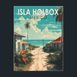 Isla Holbox Mexico Travel Art Vintage Postcard<br><div class="desc">Isla Holbox Mexico vector art design. It's part of the Yum Balam Nature Reserve and separated from the mainland by the Yalahau Lagoon,  which is home to flamingos and pelicans.</div>