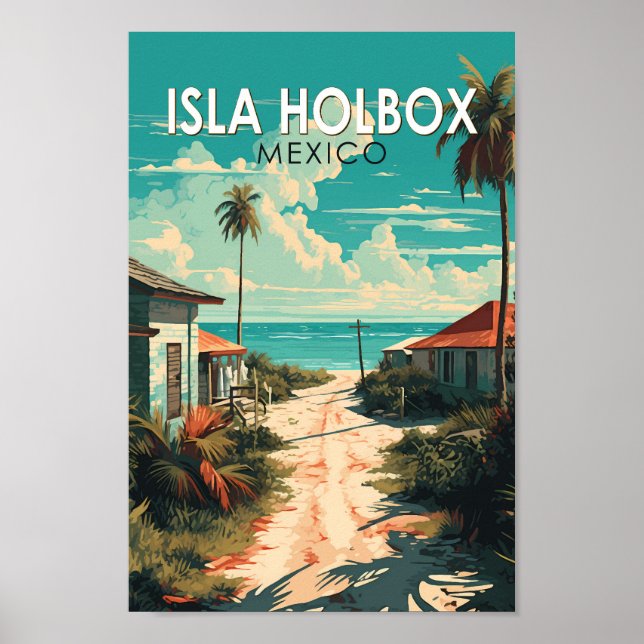 Isla Holbox Mexico Travel Art Vintage Poster (Front)