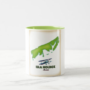 Isla Holbox Mexico travel poster Two-Tone Coffee Mug