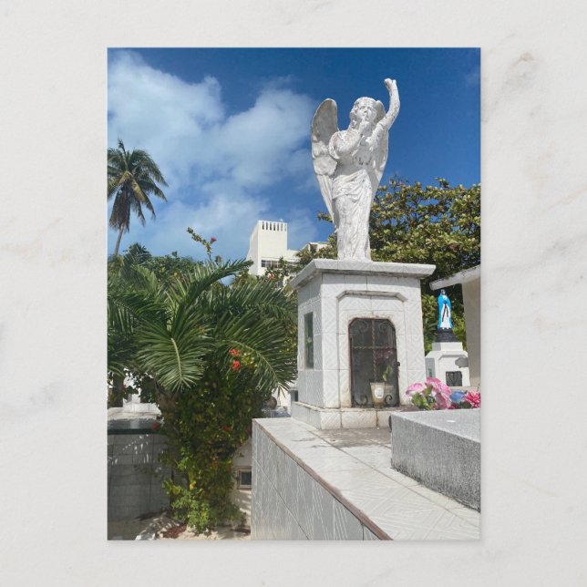 Isla Mujeres Cemetery Hushing Angel Postcard (Front)