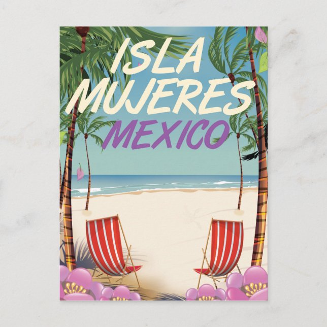 Isla Mujeres Mexico Beach poster Postcard (Front)