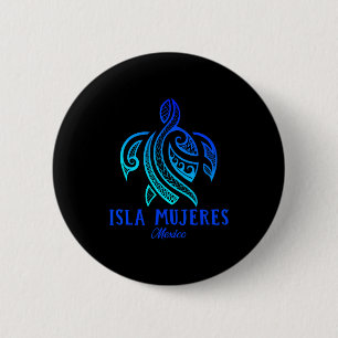 Isla Mujeres Mexico Sea Turtle Tie Dye Hibiscus Va 6 Cm Round Badge