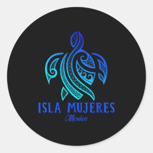 Isla Mujeres Mexico Sea Turtle Tie Dye Hibiscus Va Classic Round Sticker
